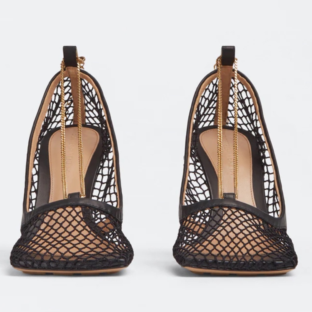 BOTTEGA VENETA Embellished Leather-trimmed Mesh Pumps